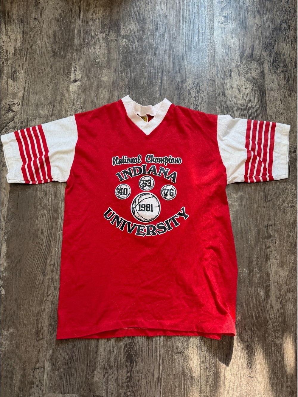 Vintage 1981 Indiana Hoosiers NCAA Basketball National Champions Raglan Shirt